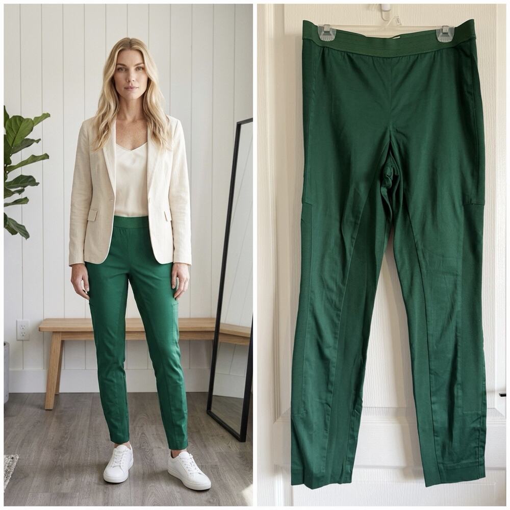 Malene Birger Chryslene Pull On Pants Womens Green Stretch Knit Panels Size 40